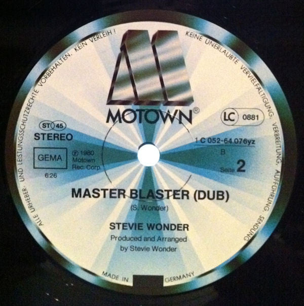 Stevie Wonder : Master Blaster (12", Maxi)