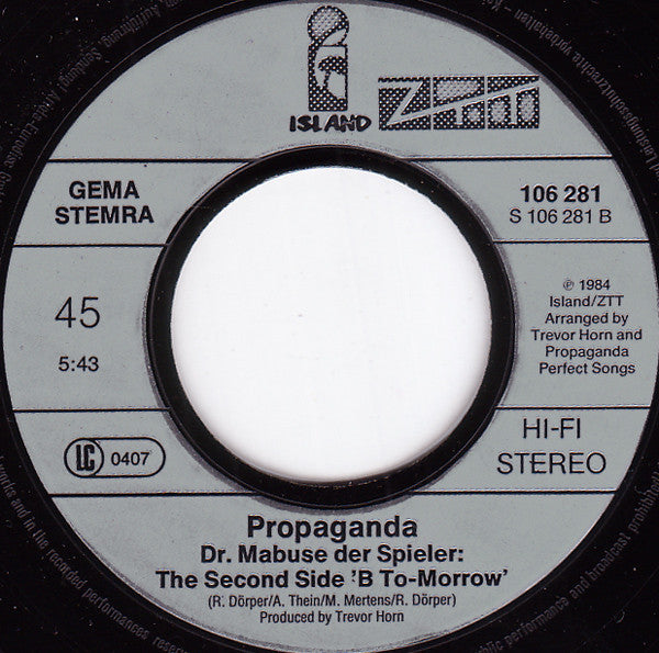 Propaganda : Dr. Mabuse (7", Single)