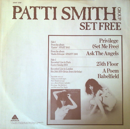 Patti Smith Group : Set Free (12")