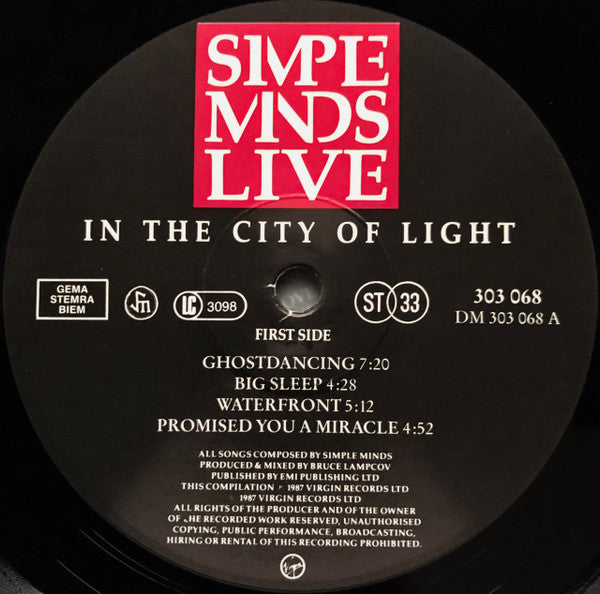 Simple Minds : Live In The City Of Light (2xLP, Album, Gat)