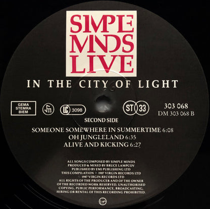 Simple Minds : Live In The City Of Light (2xLP, Album, Gat)