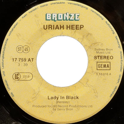 Uriah Heep : Lady In Black (7", Single, RE)