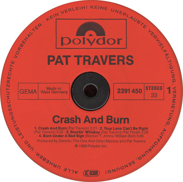 Pat Travers Band : Crash And Burn (LP, Album)