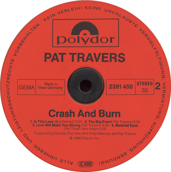 Pat Travers Band : Crash And Burn (LP, Album)