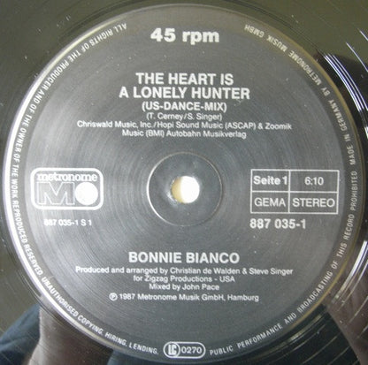 Bonnie Bianco : The Heart Is A Lonely Hunter (12", Maxi)