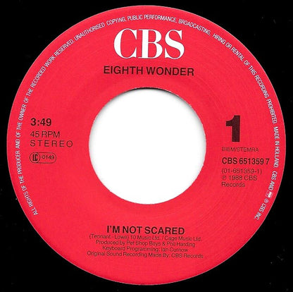 Eighth Wonder : I'm Not Scared (7", Single)