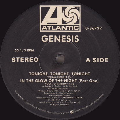 Genesis : Tonight, Tonight, Tonight (Remix Long Version) (12", Single)