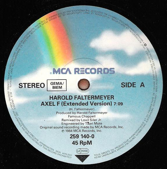 Harold Faltermeyer : Axel F (12", Single)