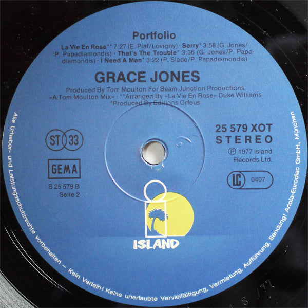 Grace Jones : Portfolio (LP, Album, P/Mixed, RP)