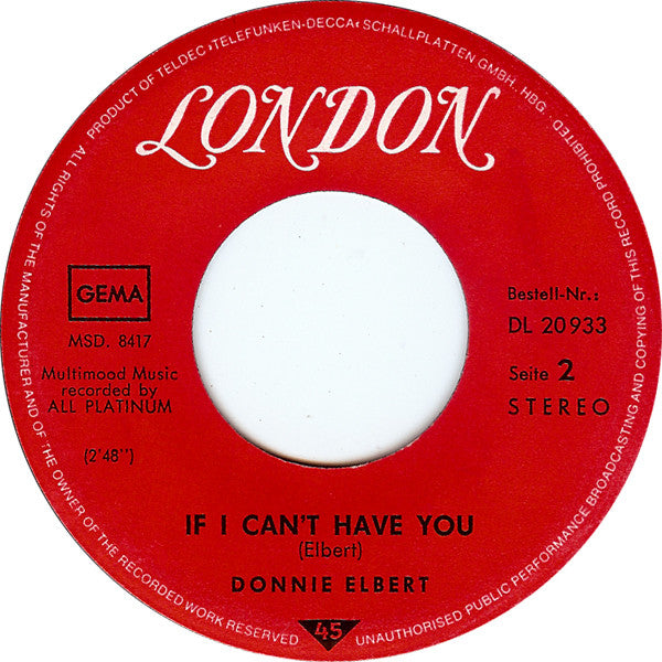 Donnie Elbert : A Little Piece Of Leather (7", Single)