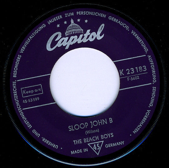 The Beach Boys : Sloop John B / You're So Good To Me (7", Single)