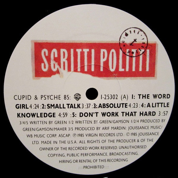 Scritti Politti : Cupid & Psyche 85 (LP, Album)