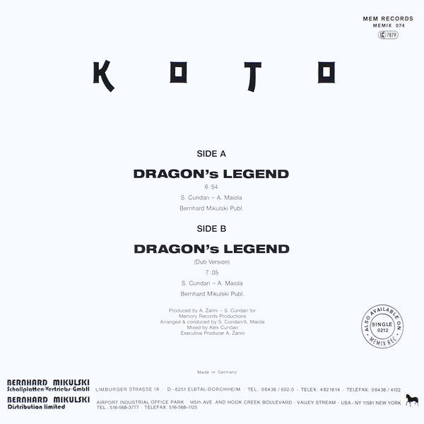 Koto : Dragon's Legend (12", Maxi)