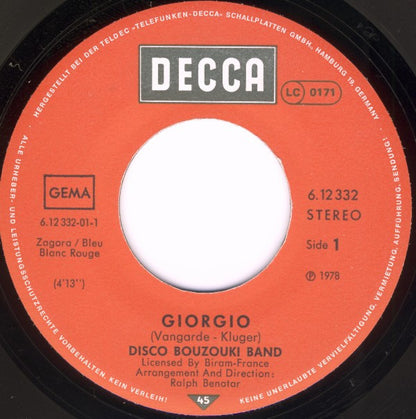 Disco Bouzouki Band* : Giorgio / Ouzo & Retsina (7", Single)