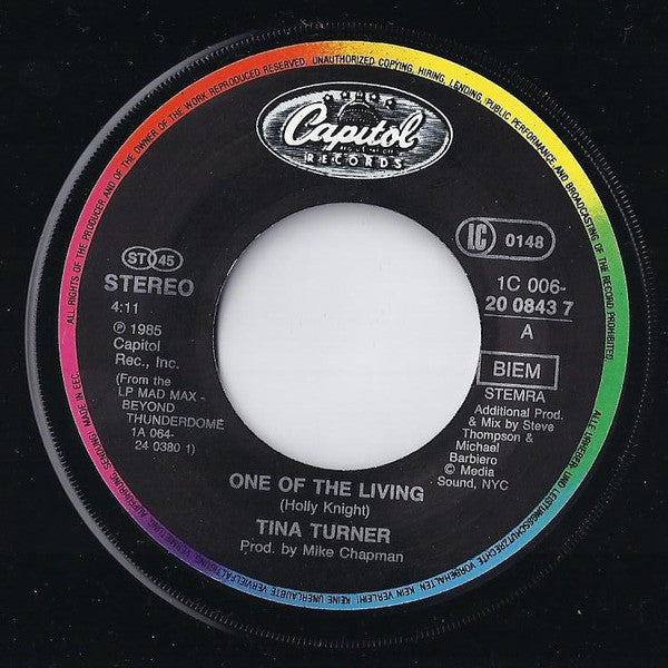 Tina Turner : One Of The Living (7", Single)