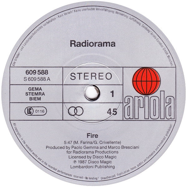 Radiorama : Fire (12", Maxi)