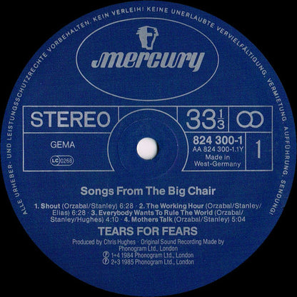 Tears For Fears : Songs From The Big Chair (LP, Album)