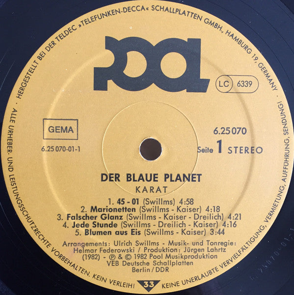 Karat : Der Blaue Planet (LP, Album, Gat)