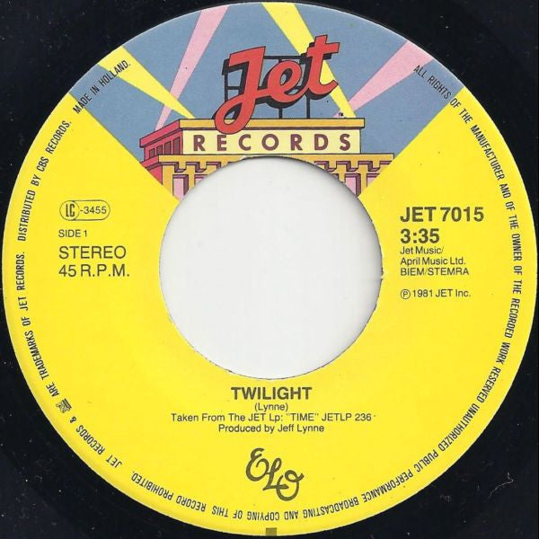 Electric Light Orchestra : Twilight (7", Single, Lar)