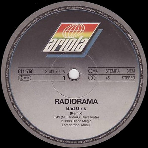 Radiorama : Bad Girls (Night Mix) (12", Maxi)