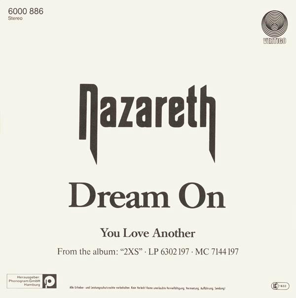 Nazareth (2) : Dream On (7", Single)