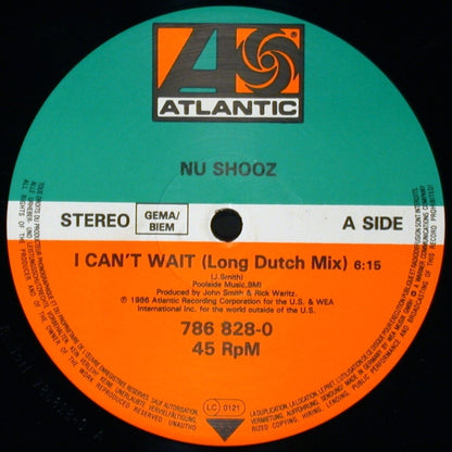 Nu Shooz : I Can't Wait (Vocal/Long "Dutch Mix") (12", Maxi)