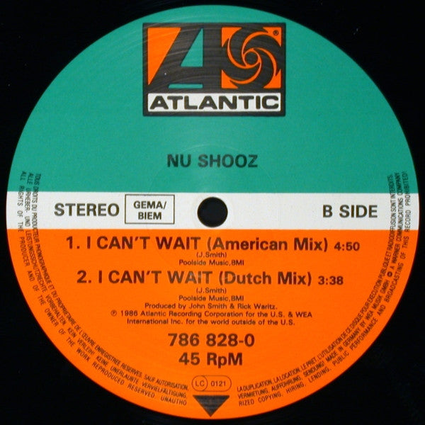 Nu Shooz : I Can't Wait (Vocal/Long "Dutch Mix") (12", Maxi)