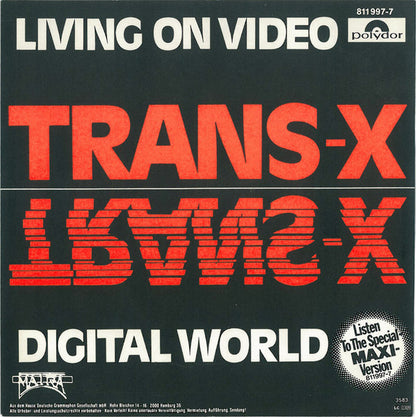 Trans-X : Living On Video / Digital World (7", Single, Inj)