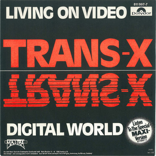 Trans-X : Living On Video / Digital World (7", Single, Inj)