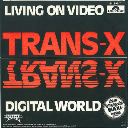 Trans-X : Living On Video / Digital World (7", Single, Inj)