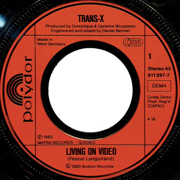 Trans-X : Living On Video / Digital World (7", Single, Inj)