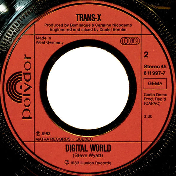 Trans-X : Living On Video / Digital World (7", Single, Inj)