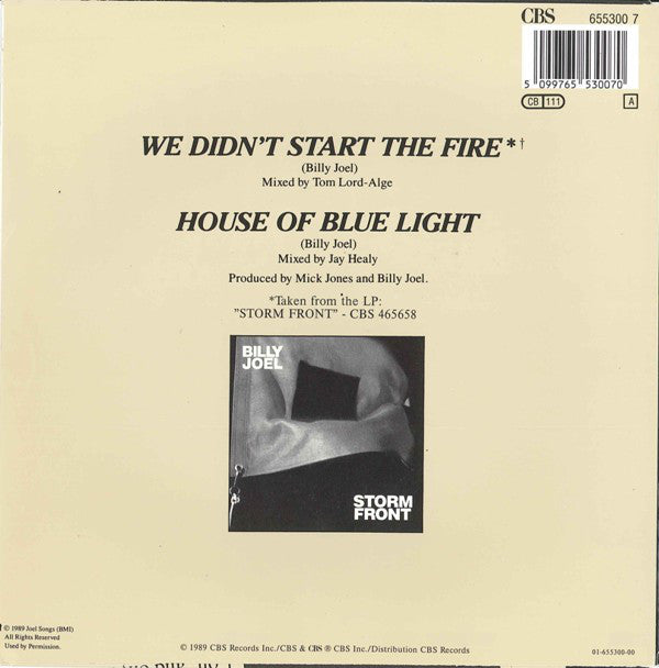 Billy Joel : We Didn't Start The Fire (7", Single)