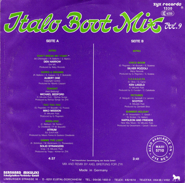 Various : Italo Boot Mix Vol. 9 (7", Single, Mixed)