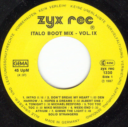 Various : Italo Boot Mix Vol. 9 (7", Single, Mixed)