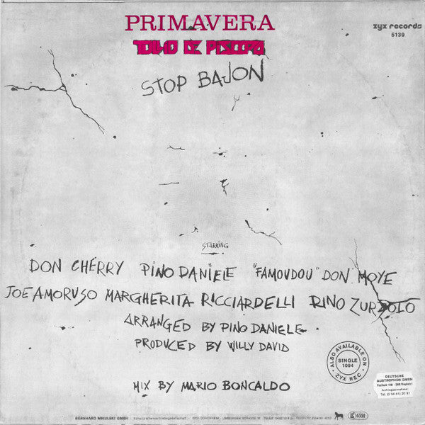 Tullio De Piscopo : Stop Bajon (Primavera) (12", Maxi)