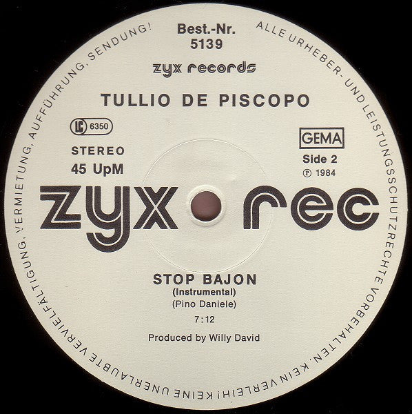 Tullio De Piscopo : Stop Bajon (Primavera) (12", Maxi)