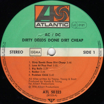 AC/DC : Dirty Deeds Done Dirt Cheap (LP, Album, RE)