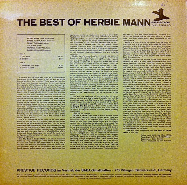 Herbie Mann : The Best Of Herbie Mann (LP, Album, Comp, RE)