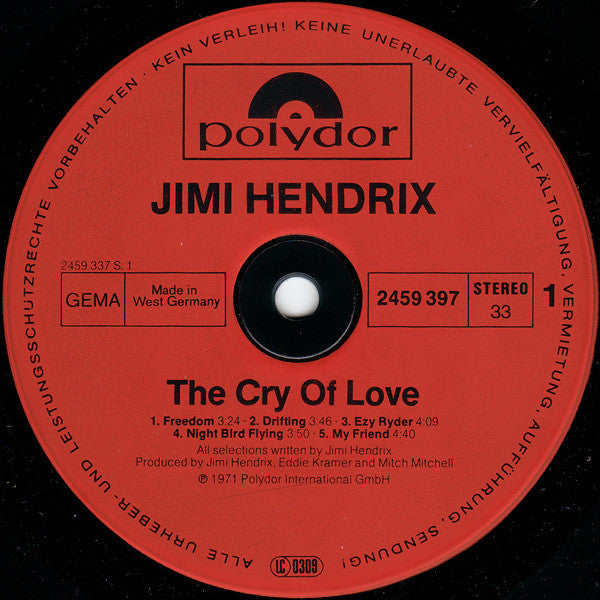 Jimi Hendrix : The Cry Of Love (LP, Album, RE)