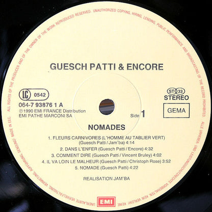 Guesch Patti & Encore : Nomades (LP, Album)