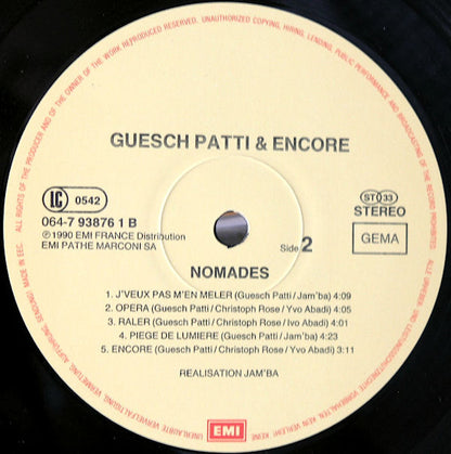 Guesch Patti & Encore : Nomades (LP, Album)