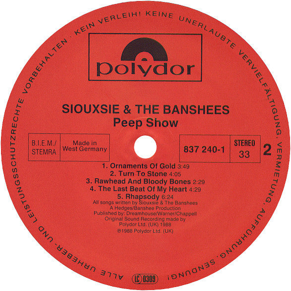 Siouxsie And The Banshees* : Peepshow (LP, Album)