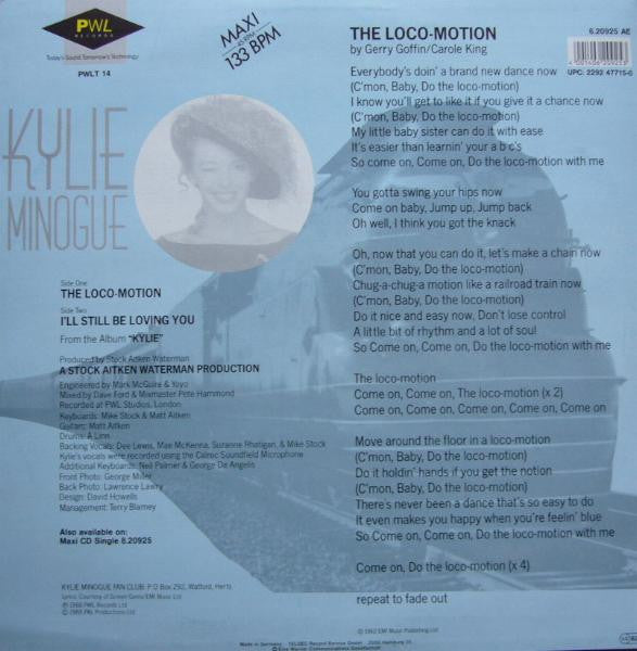 Kylie Minogue : The Loco-Motion (12", Maxi)