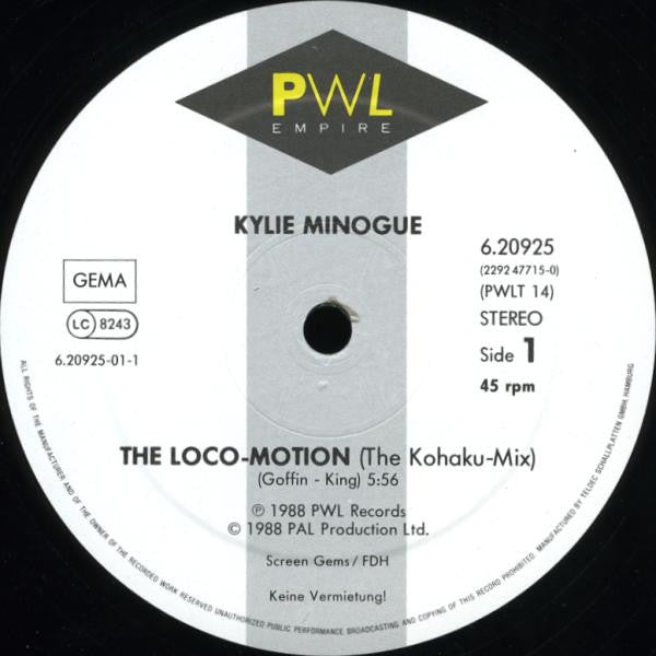 Kylie Minogue : The Loco-Motion (12", Maxi)