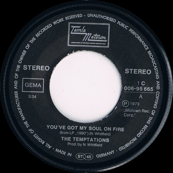 The Temptations : You've Got My Soul On Fire (7", Single)