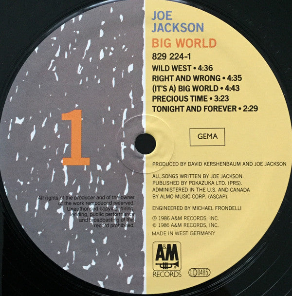 Joe Jackson : Big World (LP + LP, S/Sided + Album)