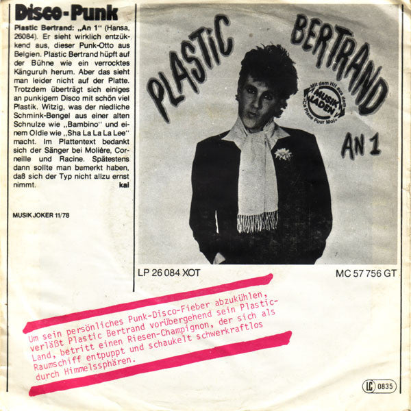 Plastic Bertrand : Tout Petit La Planète / J'te Fais Un Plan (7", Single)