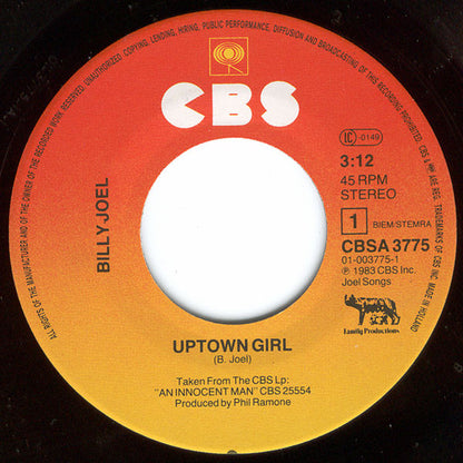 Billy Joel : Uptown Girl (7", Single)