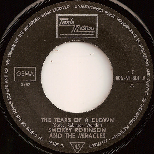 Smokey Robinson & The Miracles* : The Tears Of A Clown (7", Single, Mono)